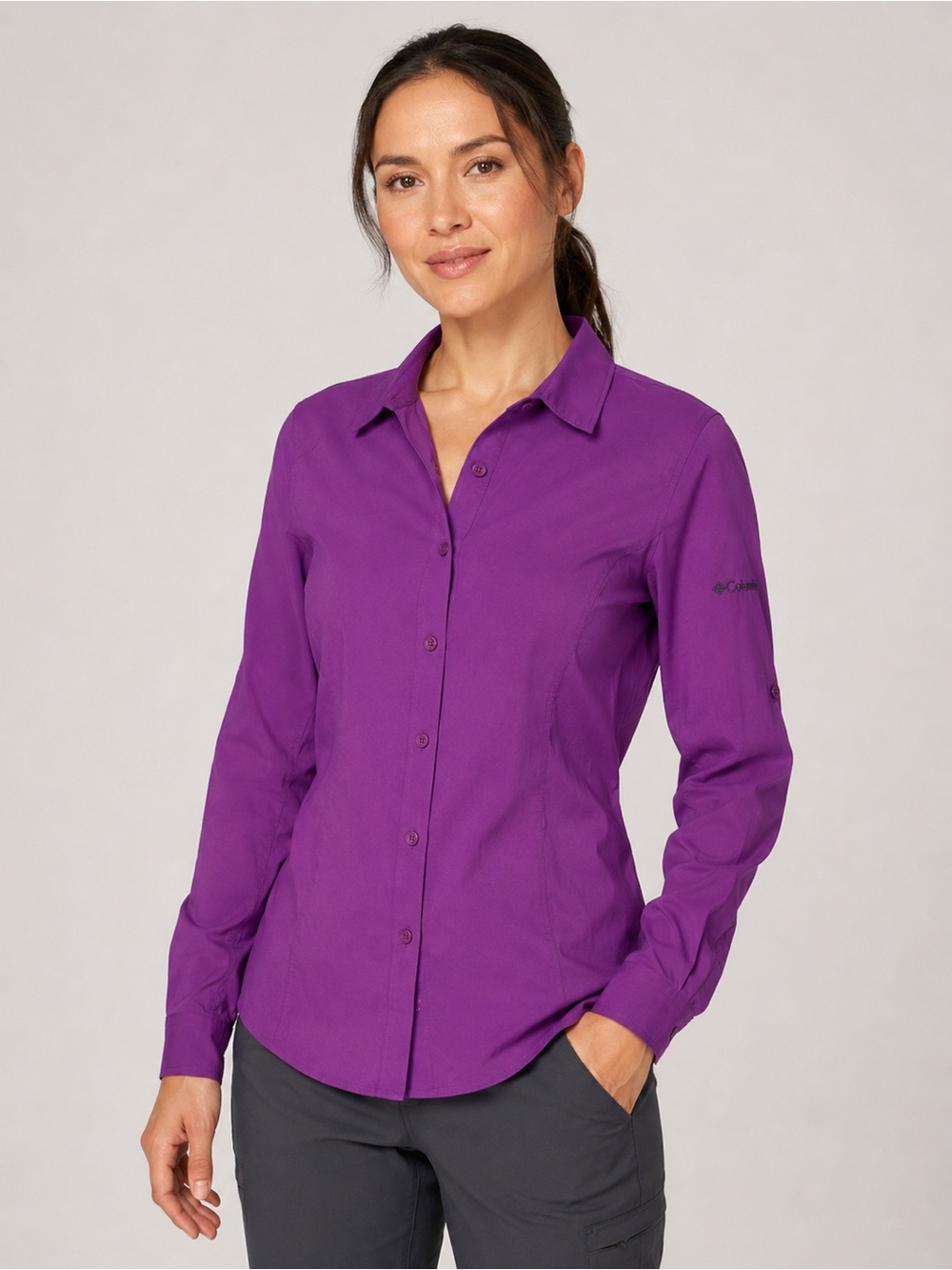 Columbia Women’s Summit Valley woven Omni-Shade Long Sleeve Button-Up Shirt L
